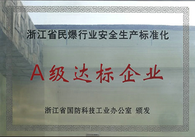 省民爆安全生產(chǎn)標(biāo)準(zhǔn)化A級達標(biāo)企業(yè)